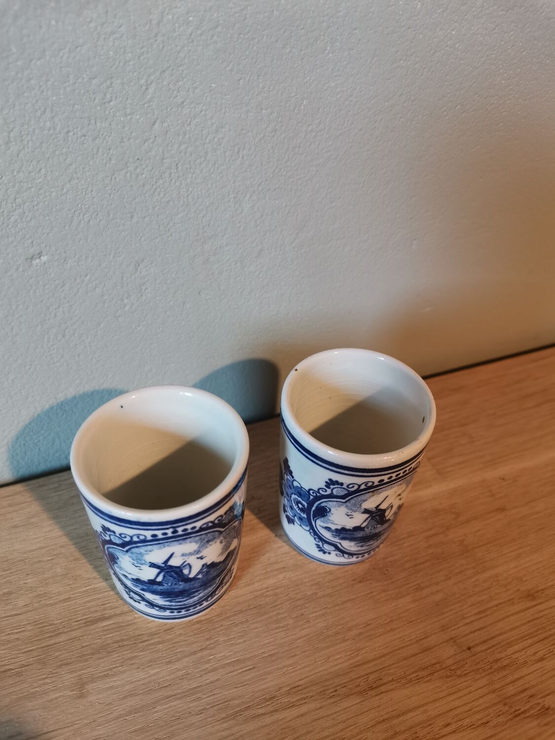 Set of 2 vintage Delft Blue Bowls ceramic glasses