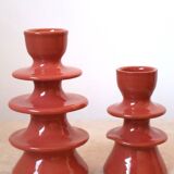 Dark pink ceramic candlestick