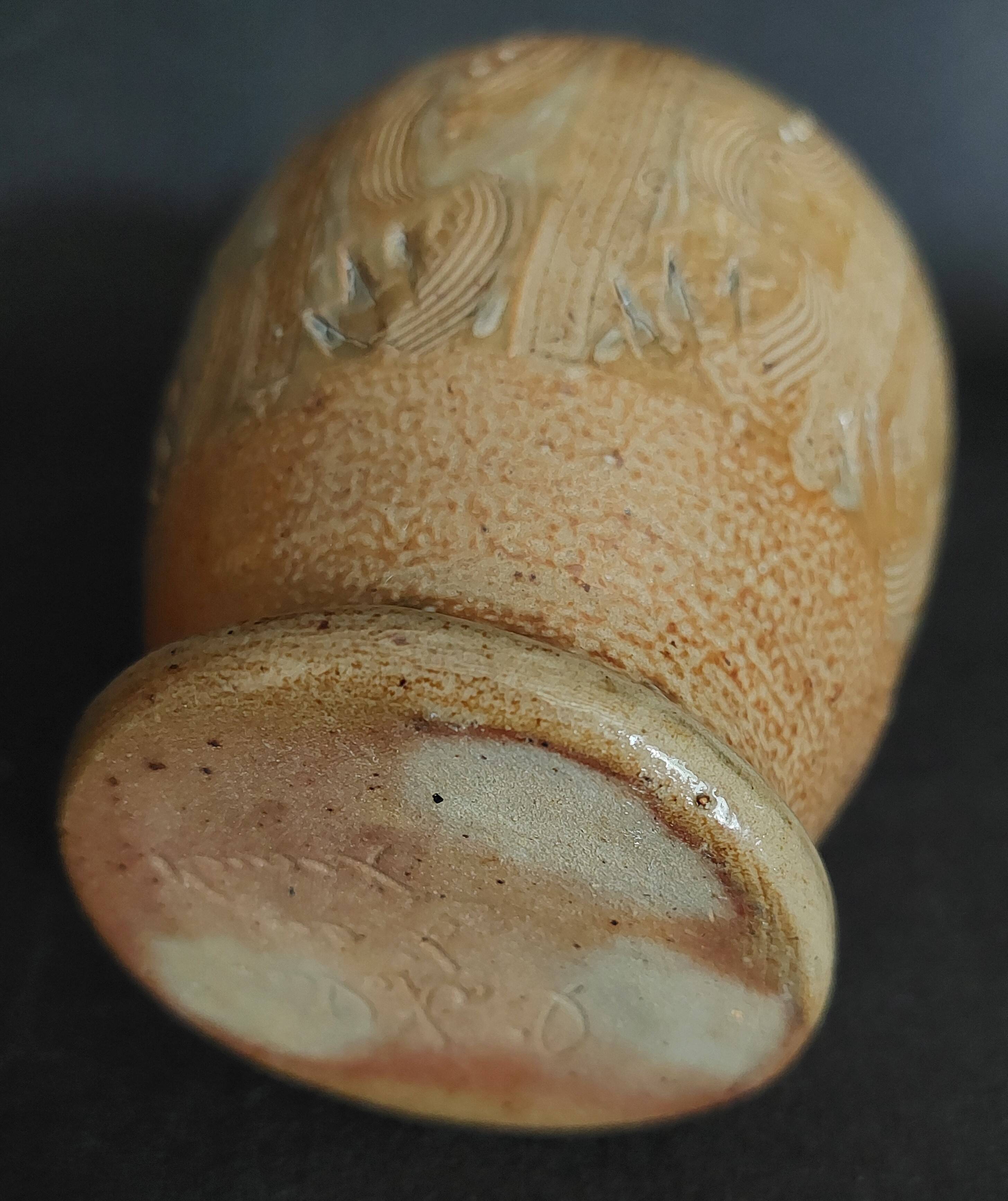 20th century stoneware carafe, salt stoneware, Perrine Léger, the workshop of the upper Gard