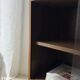 Walnut display cabinet from the 60s with smoked glass
