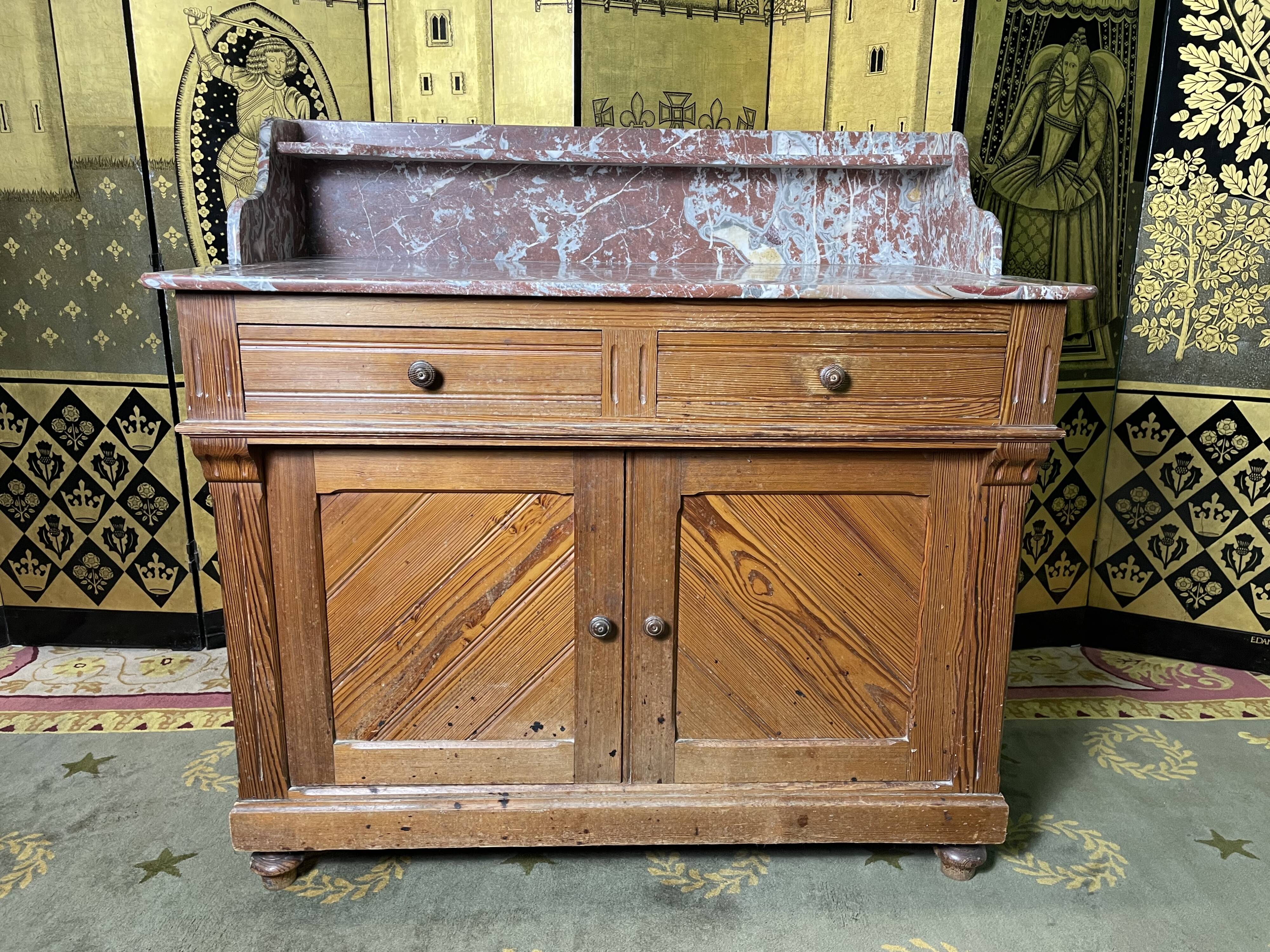 Bathroom cabinet in fir and marble
