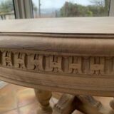 Oval solid walnut dining table on central leg with 4 extensions, 12/15 people