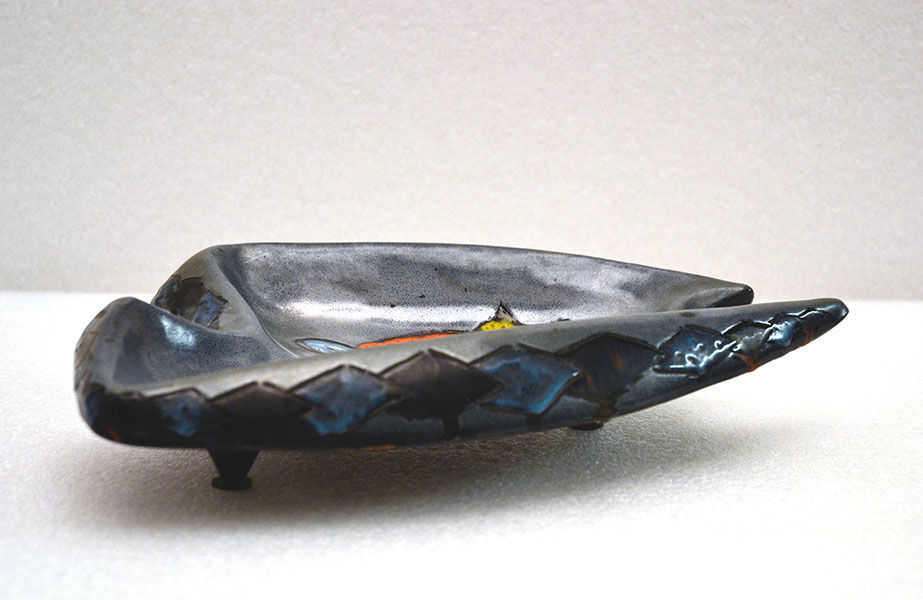 Italian Centerpiece with Fish in Glazed Ceramic, 1960s