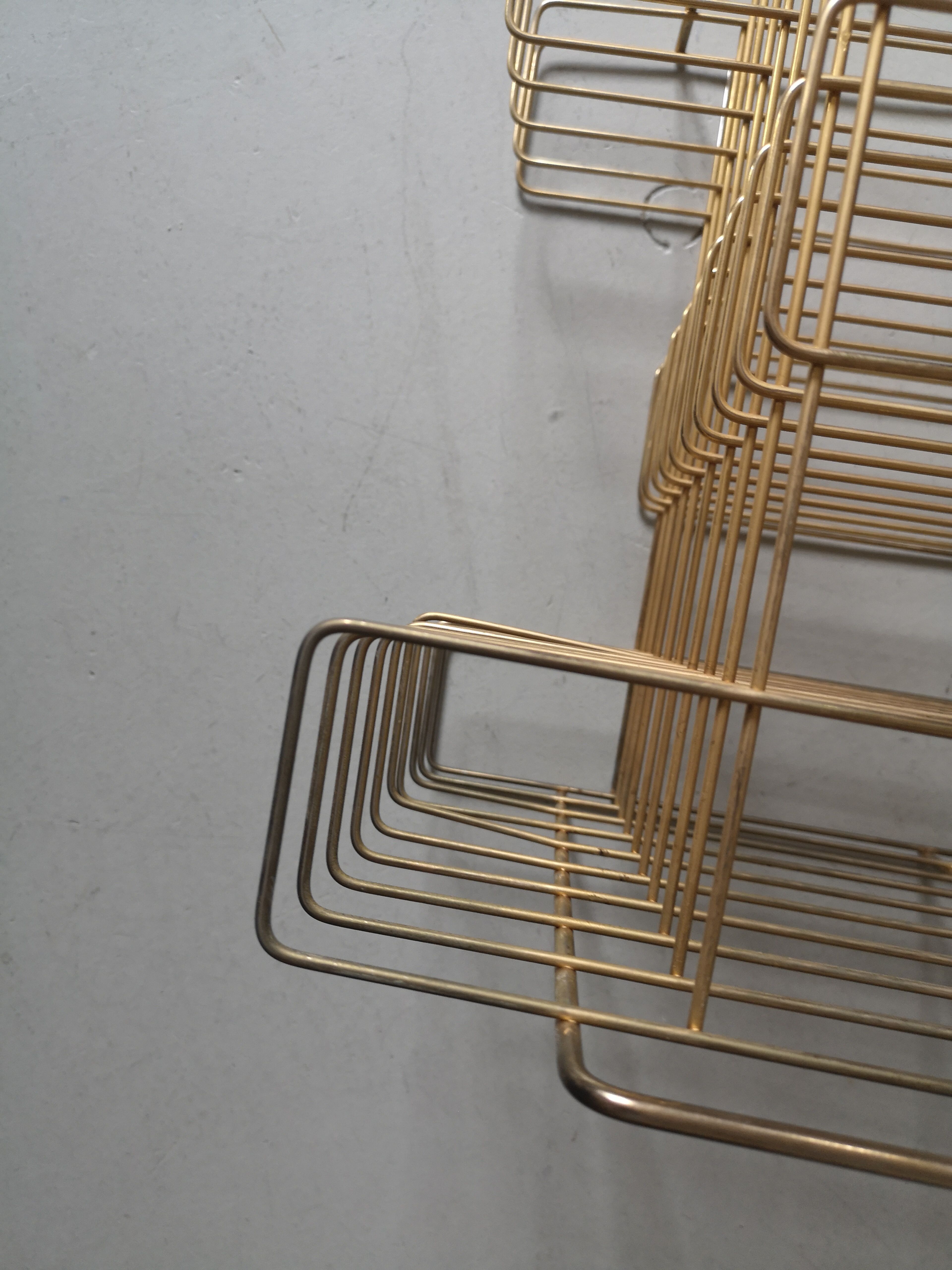 Vinyl record holders and magazines in brass gilded metal, 1960