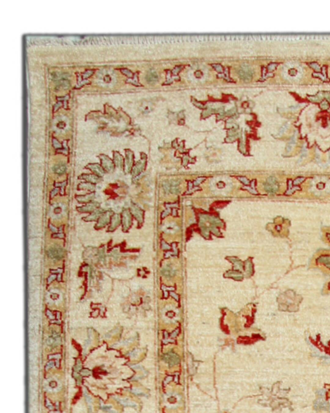 Handmade Cream Wool Floral Rug, Modern Oriental Living Room Carpet 176x228