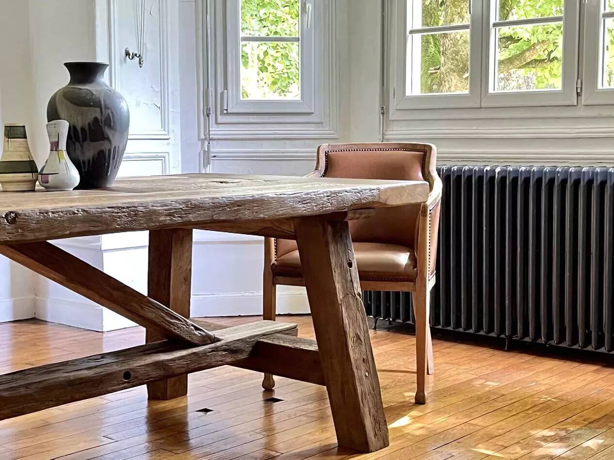Tower antique oak farmhouse table - 200 cm long