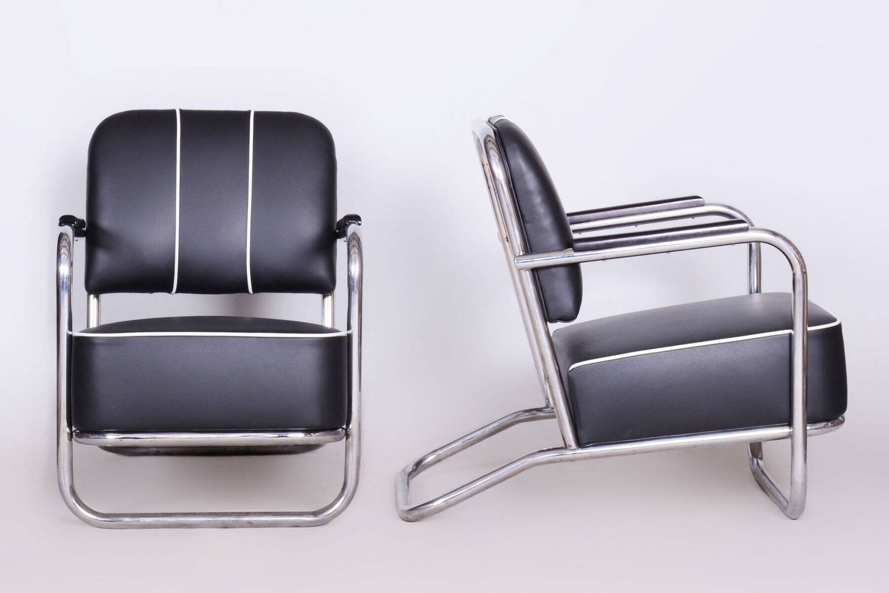 Bauhaus Lounge Chairs in Leather from Mücke Melder, 1930s, Set of 2