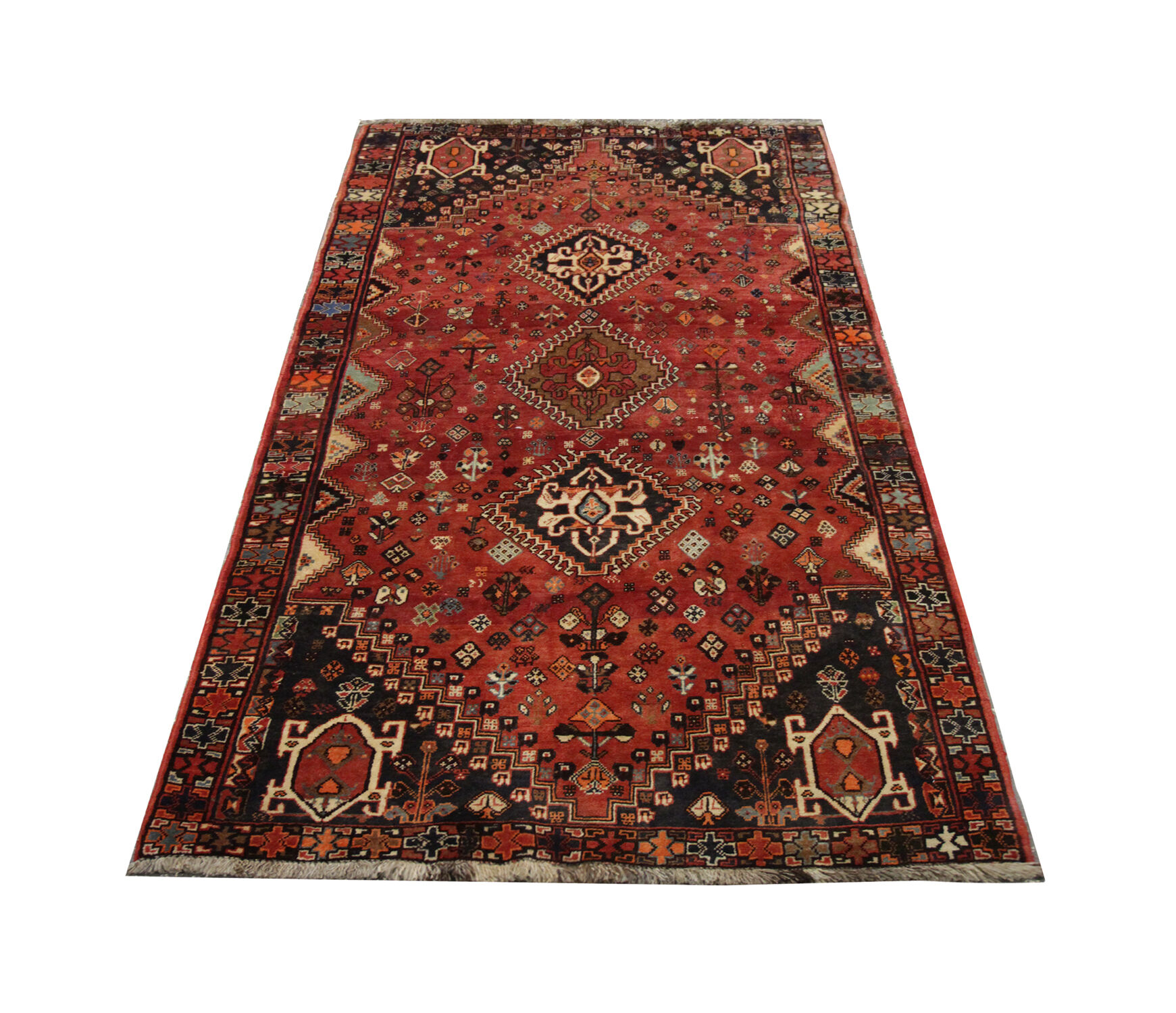 Vintage Persian Qashqai Handmade Wool Shiraz Rug- 119x243cm