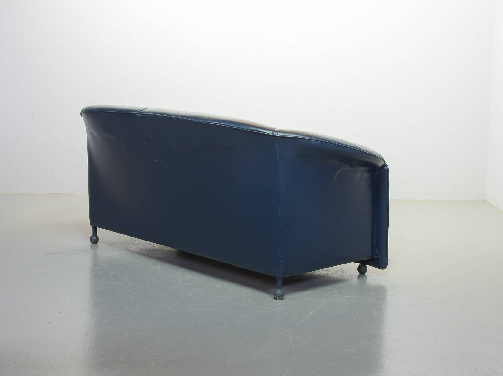 Wittmann Petrol Blue Soft Leather Sofa Model Aura Designed by Paolo Piva