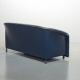 Wittmann Petrol Blue Soft Leather Sofa Model Aura Designed by Paolo Piva