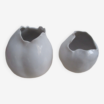 Set of two design white vases