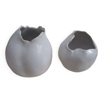 Set of two design white vases