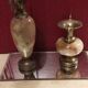 Duo de vases vintages en onyx et laiton