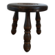low tripod stool wood, bobbin leg, vintage