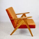 Vintage armchair VAR B-310 orange velvet fabric - 2 pieces available