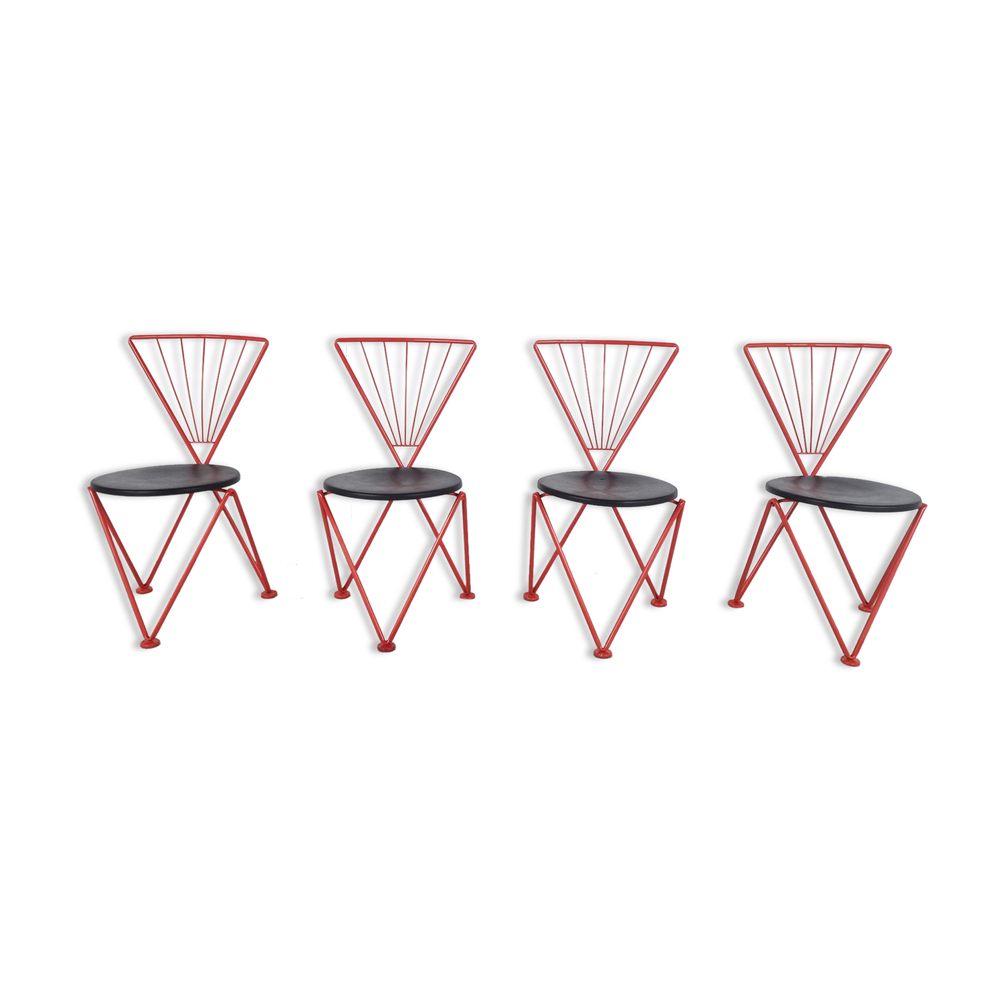 Vintage red metal dining chairs, 1980s