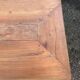 Antique cherry farmhouse table with turned legs and 2 drawers.