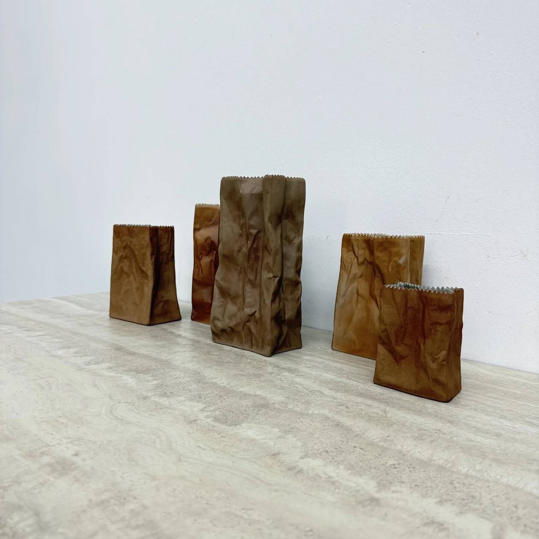 Set of 6 Rosenthal paper bag vases by Tapio Wirkkala, 1970s