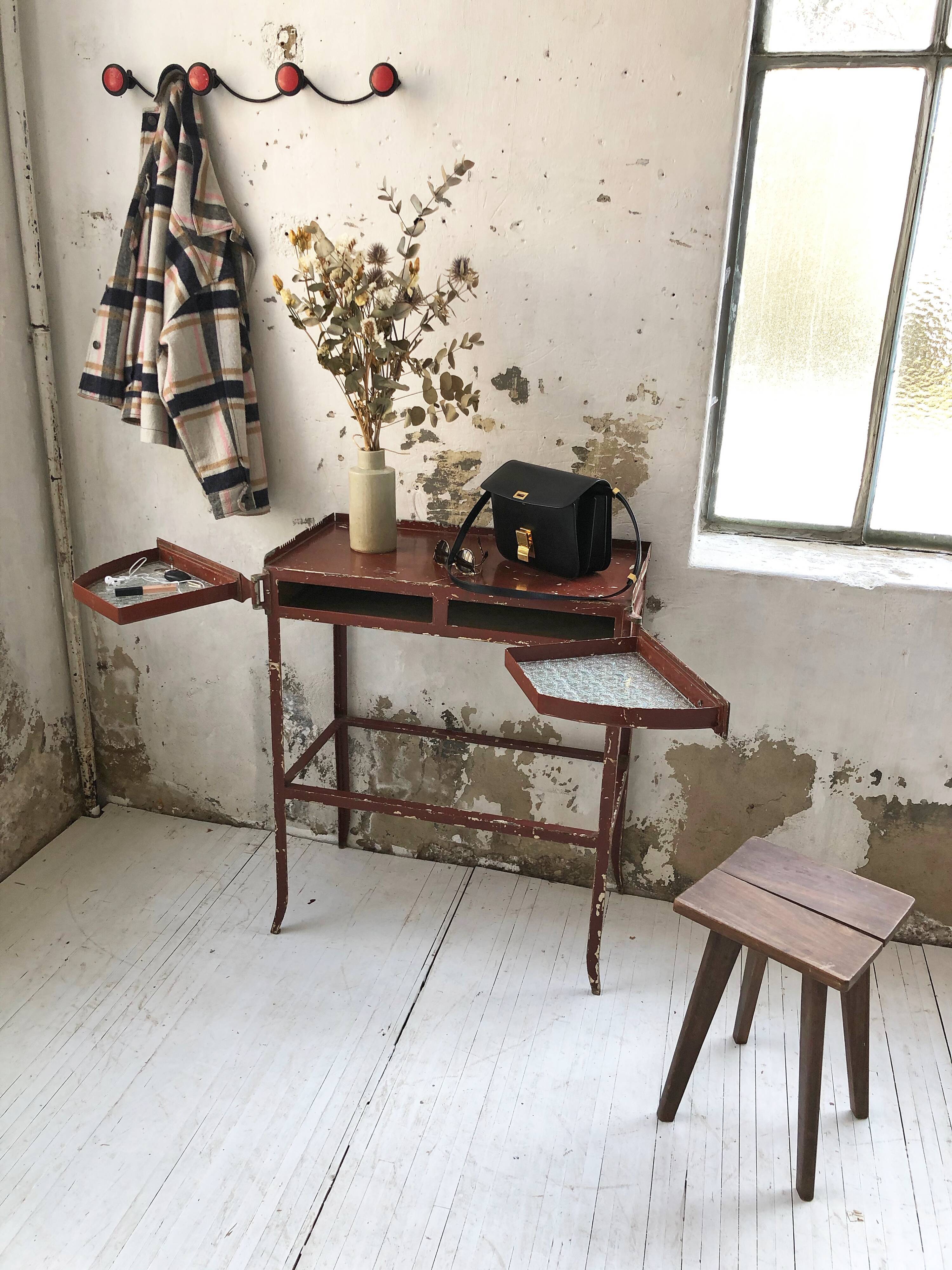 19th metal patinated dentist furniture
