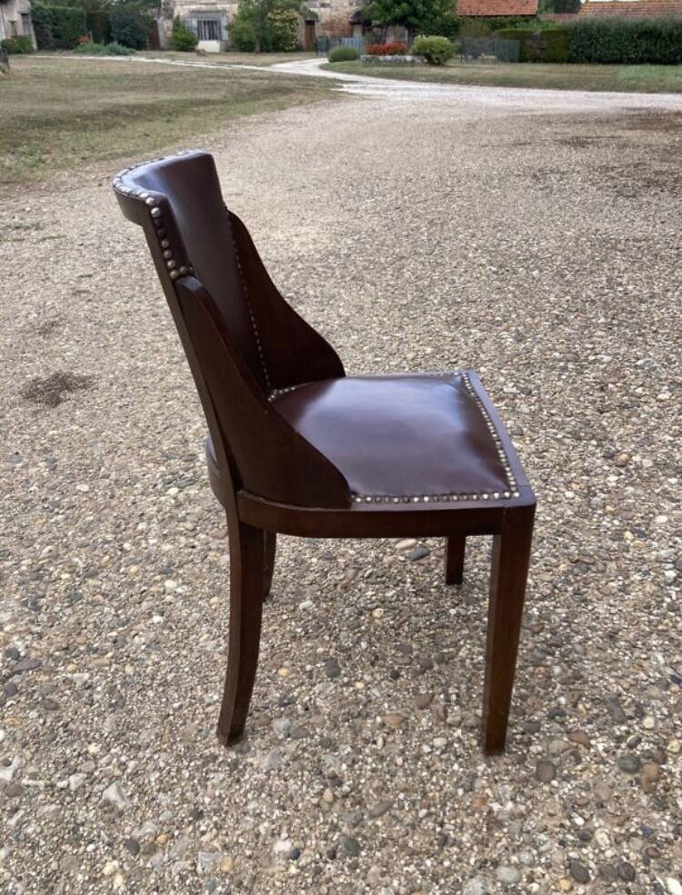 6 art deco chairs with leather seats
