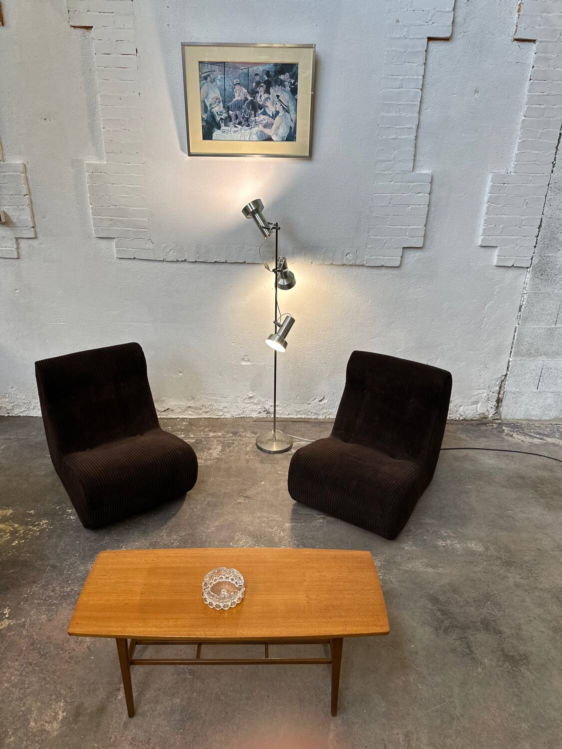 Pair of brown corduroy armchairs