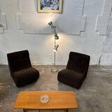 Pair of brown corduroy armchairs