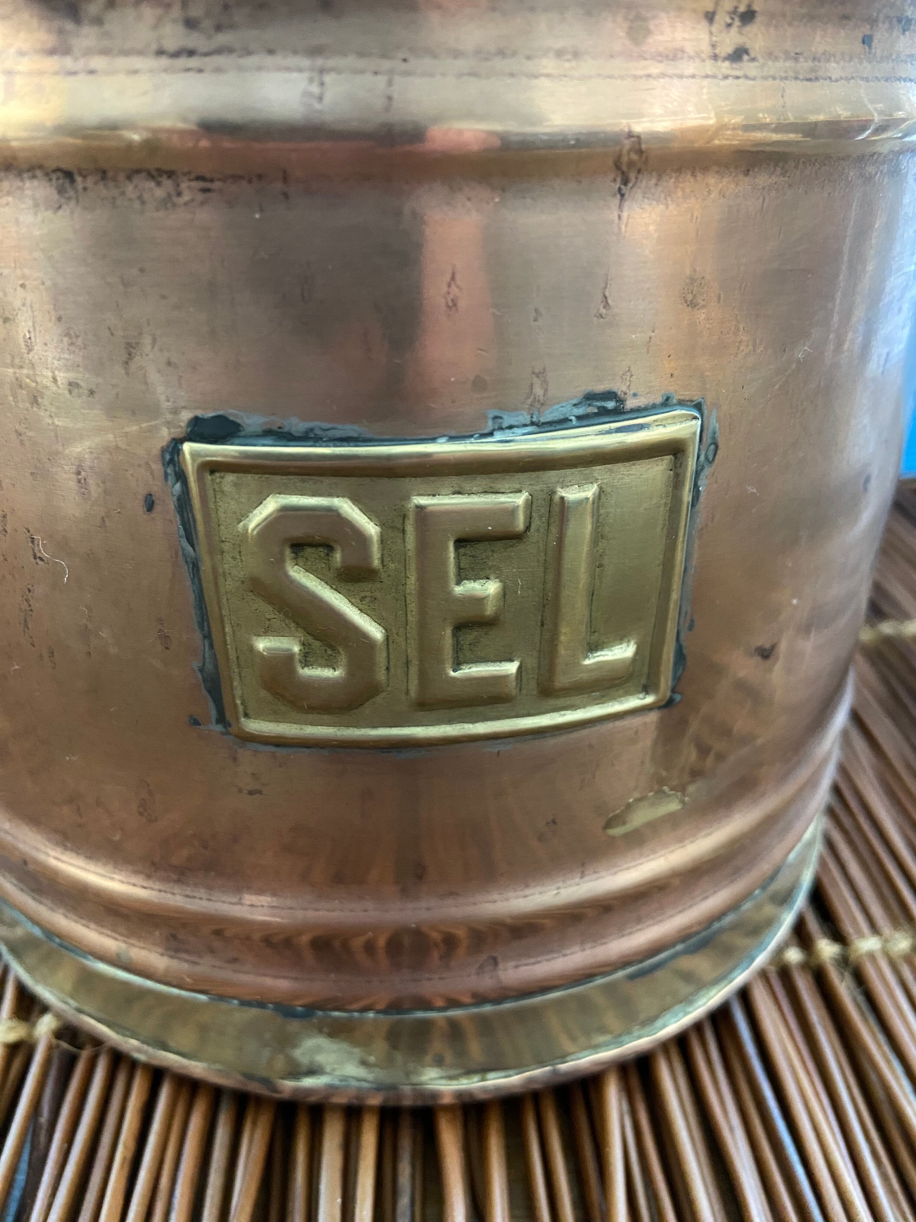 Copper and brass salt box