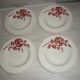 Set of 6 old hollow plates in beige and red earthenware