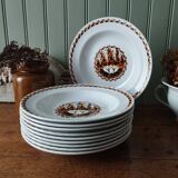 Set of 10 large ironstone plates Art Deco Saint-Amand Water Lily