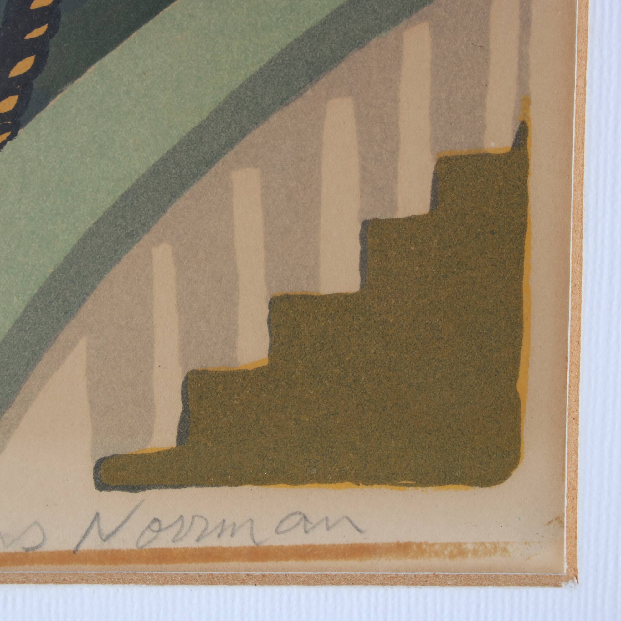 1950s Framed lithograph by Lars Norrman, Sweden