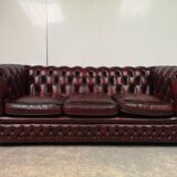 Chesterfield leather sofa burgundy English style