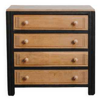 Black and natural wood chest of drawers with 4 drawers