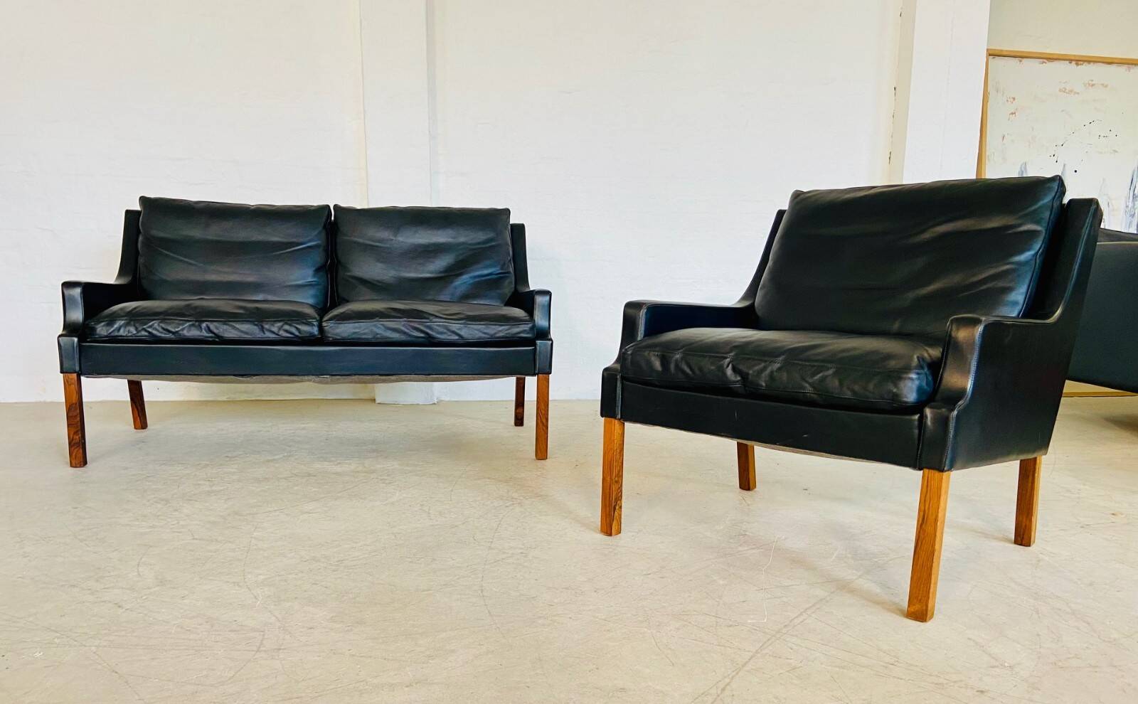 Vintage retro Danish mid-century G. Thams 2 person sofa & chair set