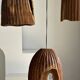 Large suspension or lampshade in organic natural teak, tubular H40 D30.
