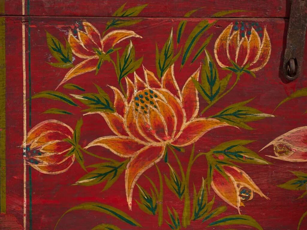 Antique box with hand-painted floral patterns (c.1900) #27