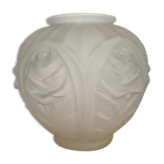 Art deco vase satin glass "roses"