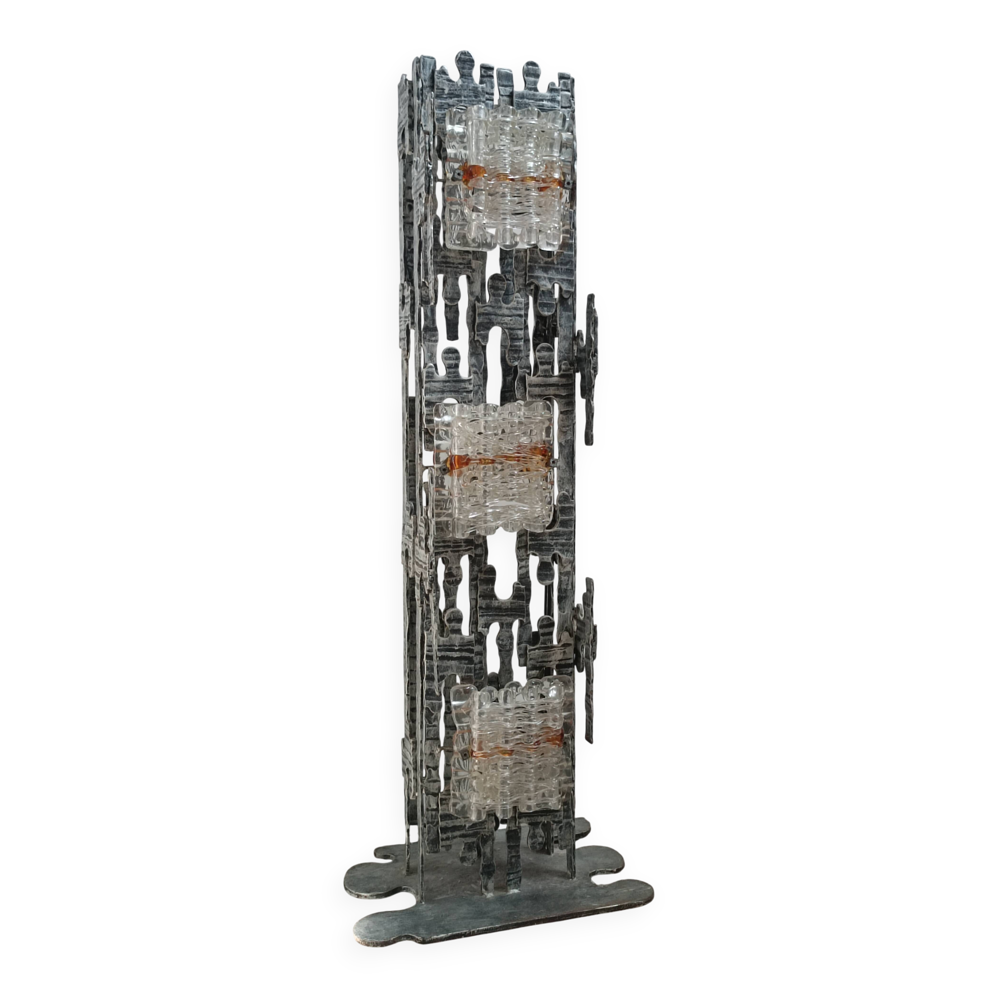 Brutalist sculptural floor lamp by Albano Poli for Poliarte 1970s