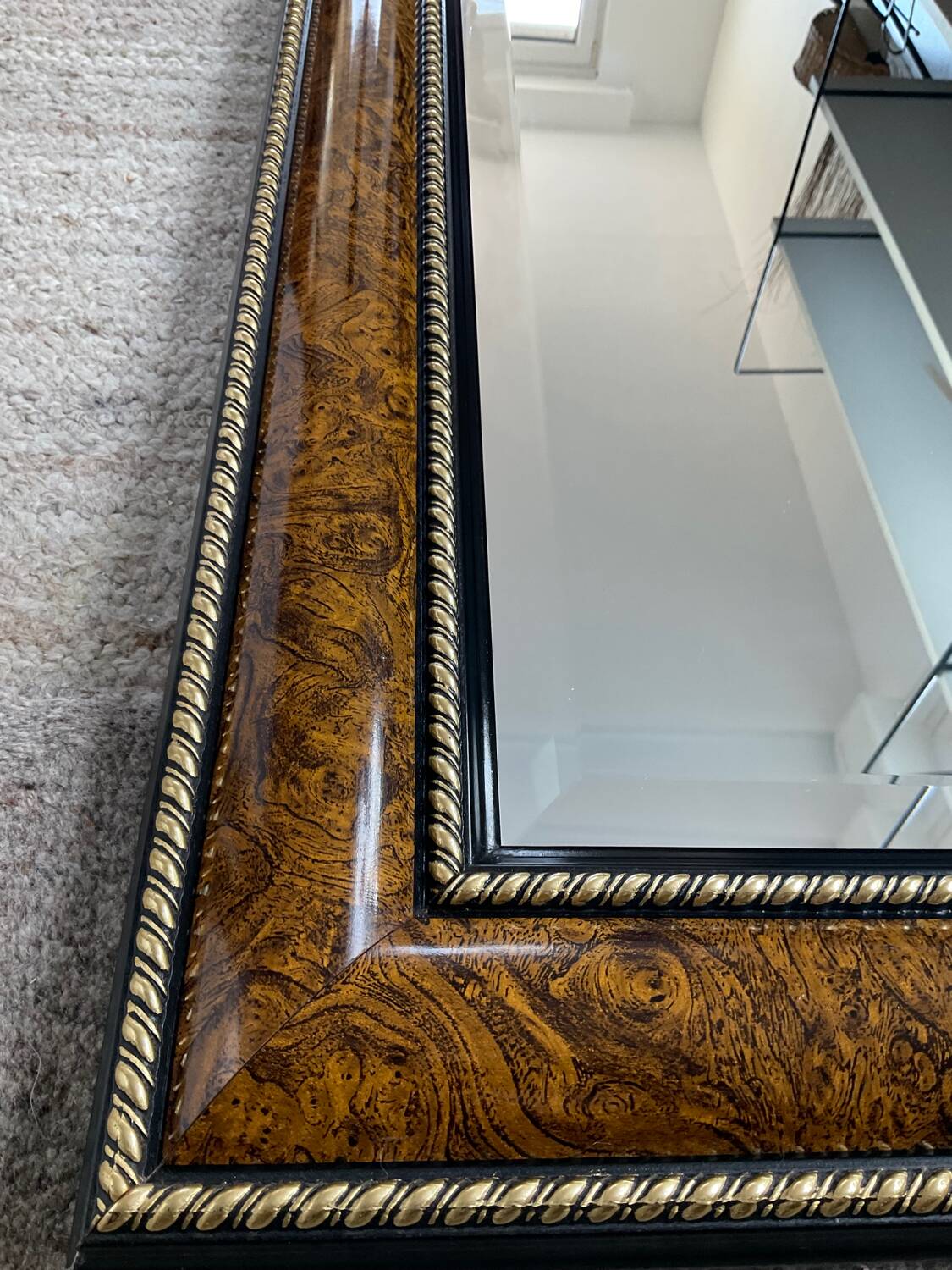 Large vintage Italian wooden mirror