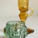 Bougeoirs vintage en verre teinté