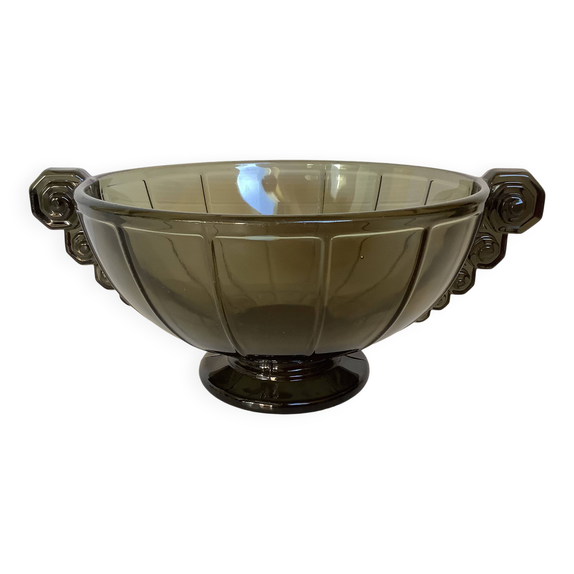 Geometric cup pressed molded glass art deco