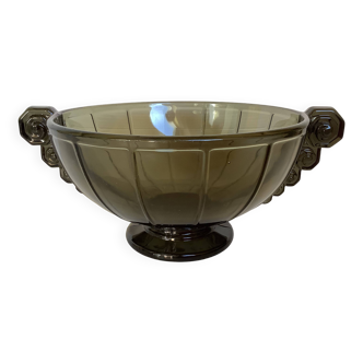 Geometric cup pressed molded glass art deco