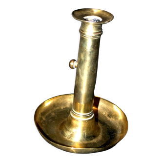 Vintage golden brass push candle holder - Golden retro candlestick