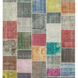 Handwoven Anatolian Contemporary 205 cm x 301 cm Multicolor Patchwork Carpet