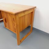 Vintage sled leg pine executive desk from the 60s-70s