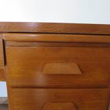 Vintage modernist desk - 5 drawers - shelf - 1950s - closure mechanism