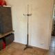 Lampadaire design bronze ,laqué noir et coupelle en verre