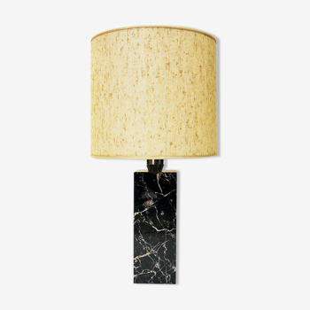Grande lampe de table vintage en marbre noir des années 1980