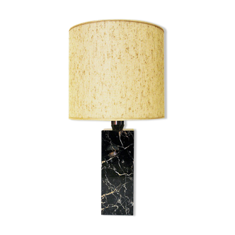 Large Vintage Black Marble stone tablelamp from the 1980s