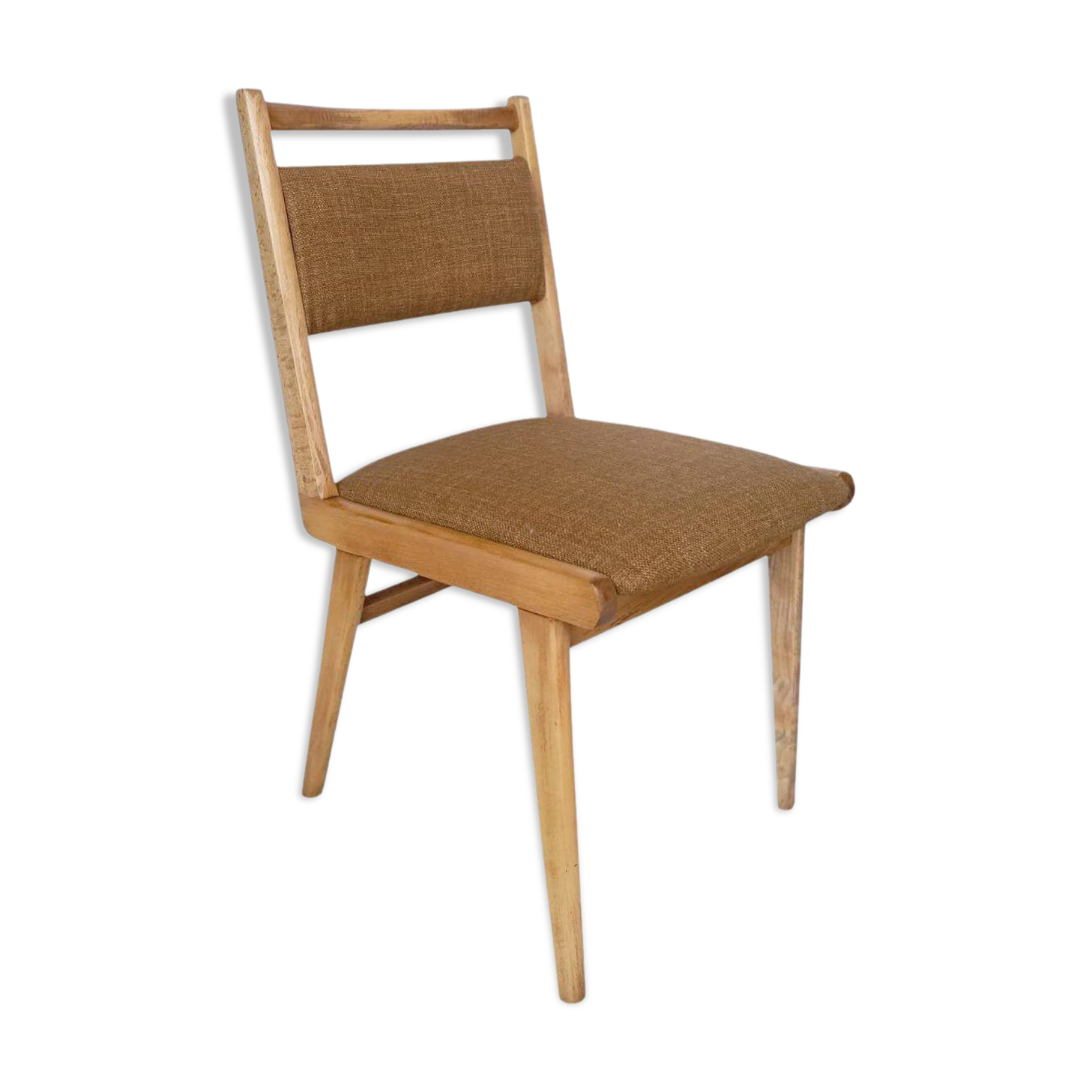 Mid-Century Beech Wood and Tobacco Velvet Jar Chair Wool Millais by Dedar, Poland, 1960s