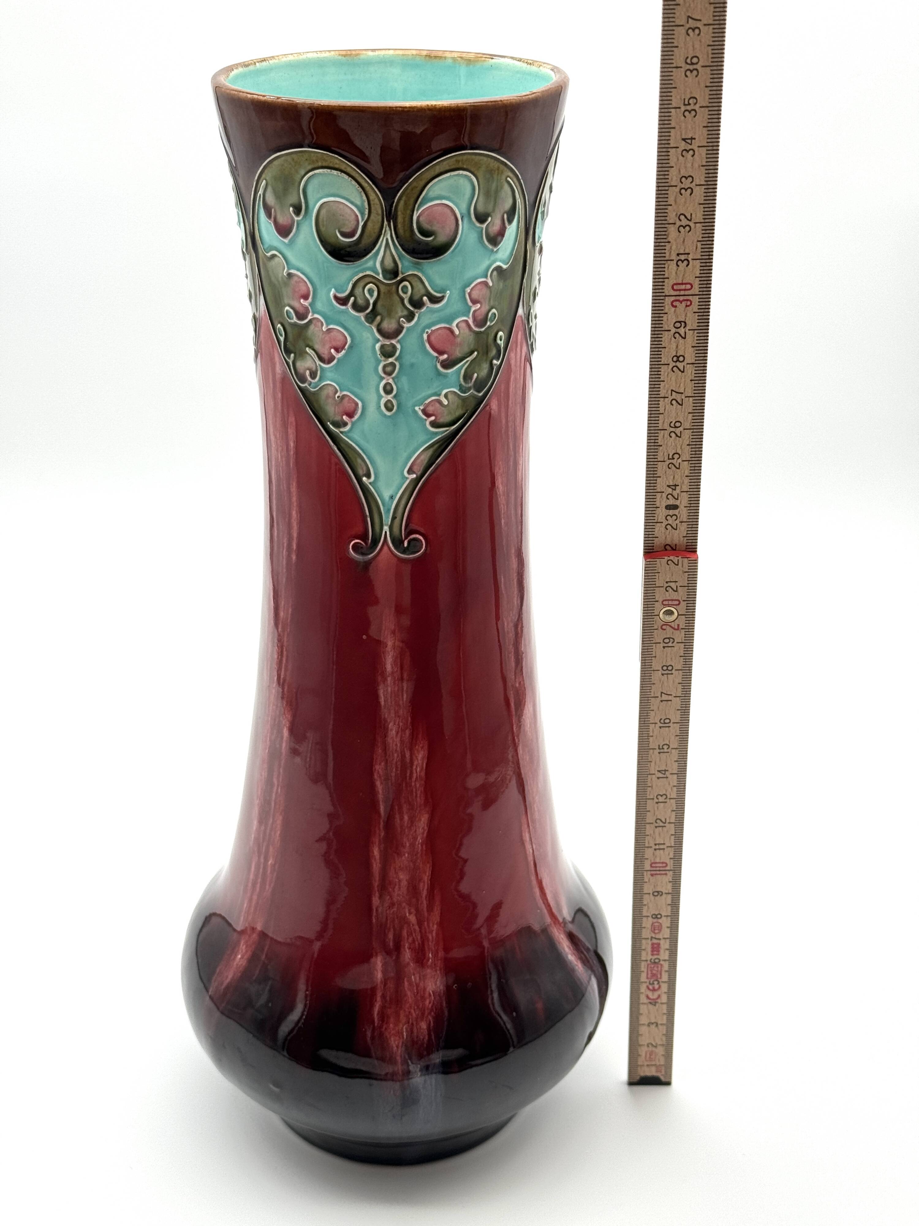 Art Deco Vase Thulin – Turquoise & Amber Ceramic – Relief No. 239/721